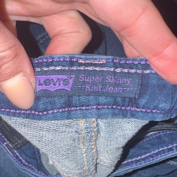 Levi's Classic Indigo Jeans Dark Blue Denim Super Skinny Knit Jean sz 14 Regular - Picture 7 of 14